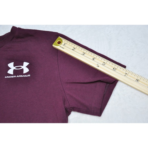 Under Armour Shirt Youth Large Purple Loose Fit Mens Logo Athletic Tee Kids - Picture 8 of 8